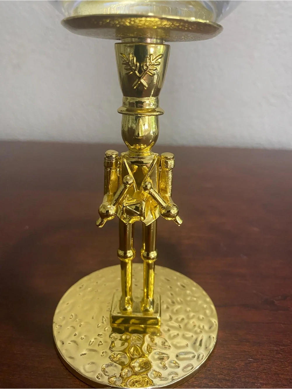 Nutcracker Wine Glass with a Toy Soldier Gold Stem
